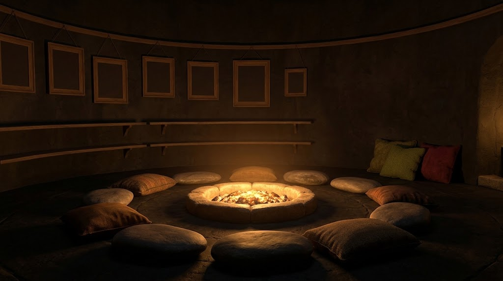 The Common Hearth — Chitrakara's embers, cushion ring and the seven empty frames